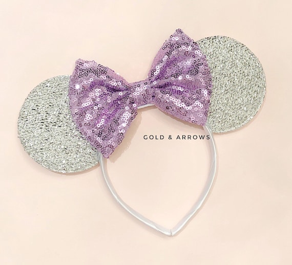 Lavender Mickey Ears, Purple Minnie Mouse Sparkle Bow 