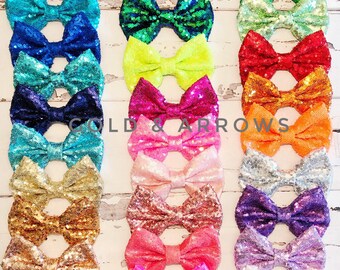 Large Sequin Bow  - Sequin bows - Sequin bow - - Infant Bows - Baby Headbands - Girl Baby Shower Gift