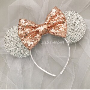 Bride Minnie Ears Headband, Rose Gold Bride Minnie Mouse Ears, I Do Minnie Wedding,  Mickey Ears Headband, Rose Gold Ears, ROSE GOLD BRIDE