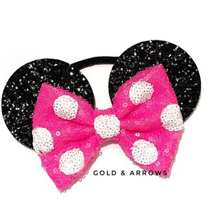 Minnie Ears Bow, Mouse Ears Headband, Minnie Headband, Mouse Ears headband, Mouse Trip, Minnie Party, PINK POLKA DOT