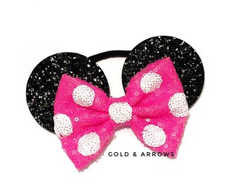 Minnie Ears Bow, Mouse Ears Headband, Minnie Headband, Mouse Ears headband, Mouse Trip, Minnie Party, PINK POLKA DOT