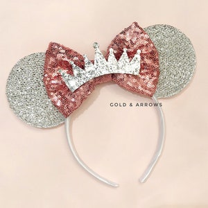 Princess Mickey Ears, Custom Minnie Ears , Sparkly Mickey Ears, Costume Mouse Ears, Sparkle Minnie Ears , Minnie Princess SILVER CROWN