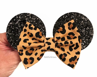 Animal Kingdom Minnie Ears Bow, Mouse Ears Headband, Minnie Headband, Mouse Ears headband, Mouse Trip, Minnie Party, Sequin Bow, Safari