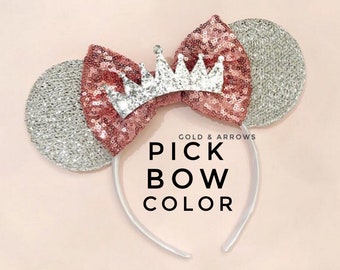 Princess Mickey Ears, Custom Minnie Ears , Sparkly Mickey Ears, Costume Mouse Ears, Sparkle Minnie Ears , Minnie Princess Crown