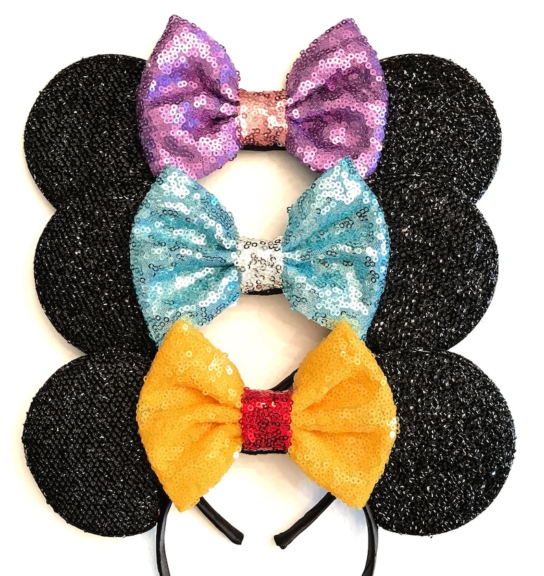 Sparkly Mickey Ears Headband Red and Yellow Mouse Ears Rapunzel Mickey Ears Sparkle Mouse Ears Mickey Ears Min Sparkle Minnie Ears
