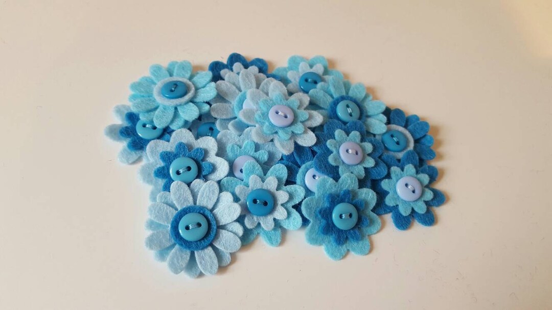 18 Felt Flower Embellishments.felt Die Cuts.felt Flower Appliques .felt