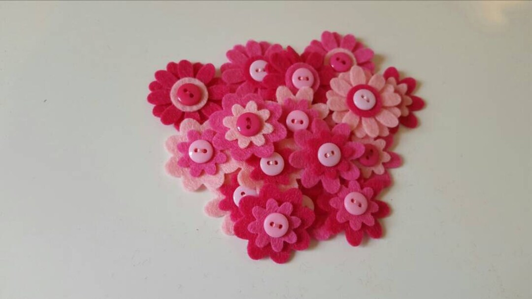 18 Felt Flower Embellishments.die Cut Flowers.felt Etsy