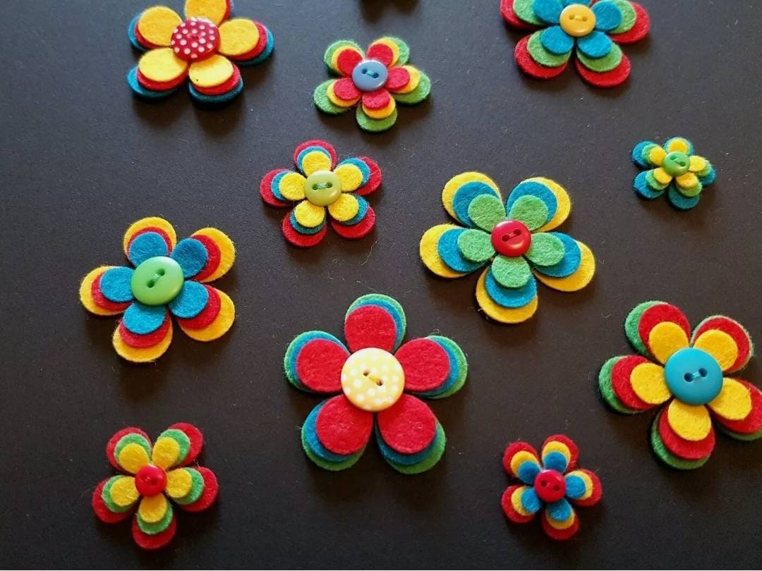 X12 Felt Flower Embellishments. Die Cut Flowers.felt Craft Flowers.card