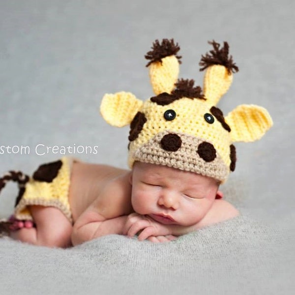 Crochet Newborn Baby Giraffe Photo Prop Outfit!- Boy or Girl newborn outfit- 4-5 day Lead Time