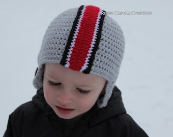 Crochet Ohio State hat Buckeyes Helmet Hat inspired- 2 week lead time