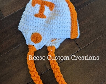 Crochet University of Tennessee hat Volunteers Helmet Hat Vols hat inspired- 2 week lead time