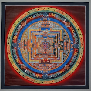Beautiful Hand Painted Mandala Kaal Chakra Nepali Tibetan Thangka or Paubha Painting