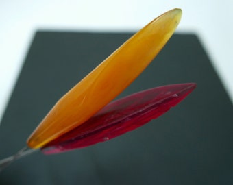 Art Deco Bakelite Hat Pins: Cherry Red & Butterscotch, Vintage Jewelry