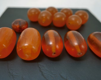 Vintage Phenolic Resin Beads: Imitation Amber, Moroccan Tribal Jewelry Lot