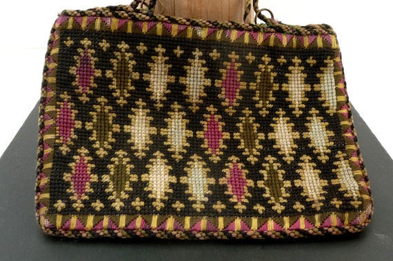 Antique Needlepoint Cross Stitch Bag, 19th Century Sm… - Gem