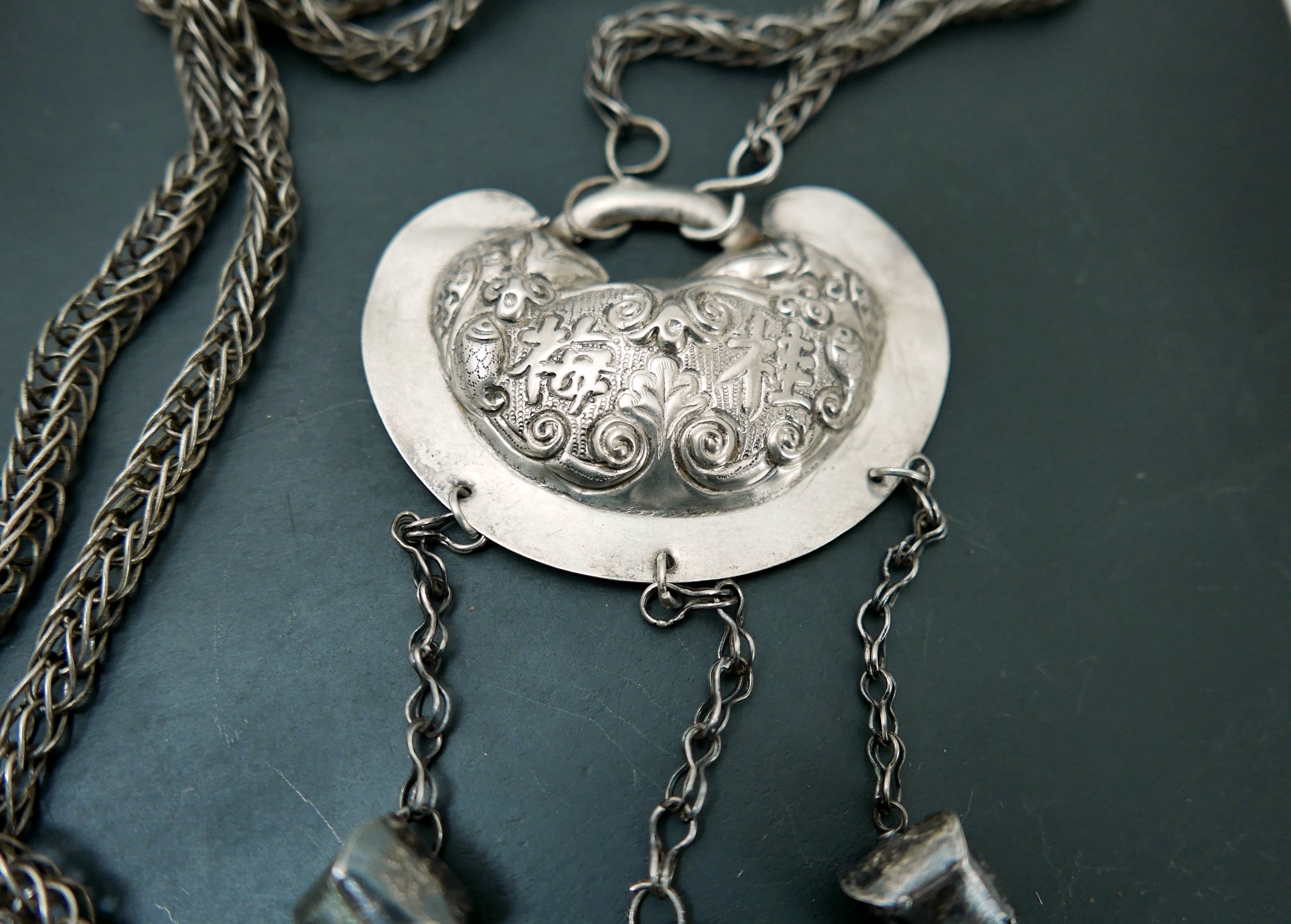 Collier Ancien En Argent Massif 925 - Chaîne Avec Pendentif - Sterling Silver - Bon état