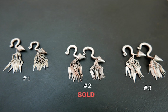 Boucle d'oreille argent pierre/pendante ethnique