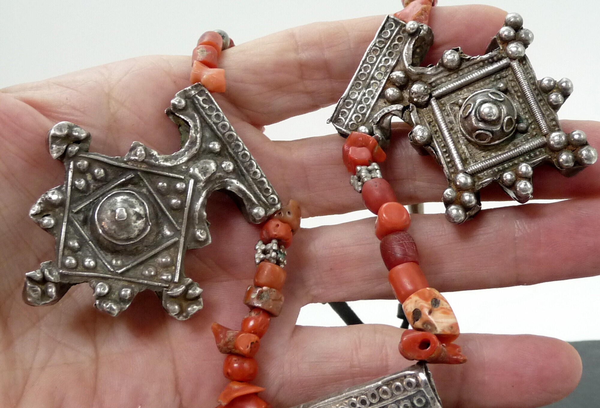 Collier Long Berbère Maroc Ethnique - Perles Multicolores Années 80