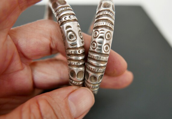 Vintage Pair Hmong High Grade Silver Bracelets, #… - image 4