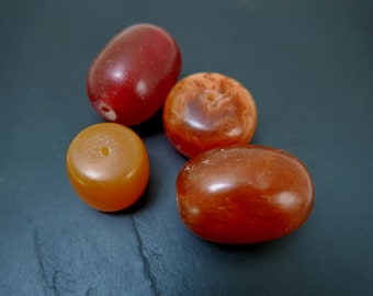 Vintage Moroccan Phenolic Resin Beads: Imitation Amber, Tribal Jewelry