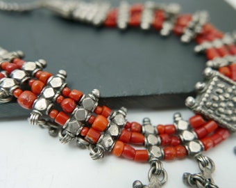 Old Yemen Choker Necklace, Bedouin Necklace,  Vintage Tribal Ethnic Jewelry