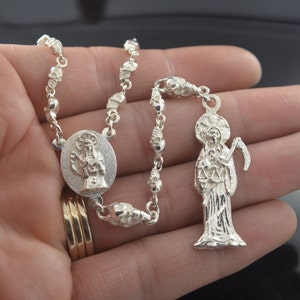 Santa Muerte Rosario Sterling Silver .925 / Holy Death Rosary Sterling .925 image 1