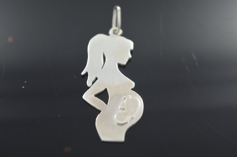 Pregnant Woman Ex-voto Miracle Gratitude pendant Mexican Milagro hand made on sterling silver .925 image 2