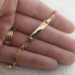 Evil Eye I.D. Baby Bracelet with Red Coral 14k Real Gold FREE ENGRAVE