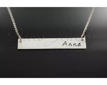 Custom Name Bar Necklace made on sterling silver 925