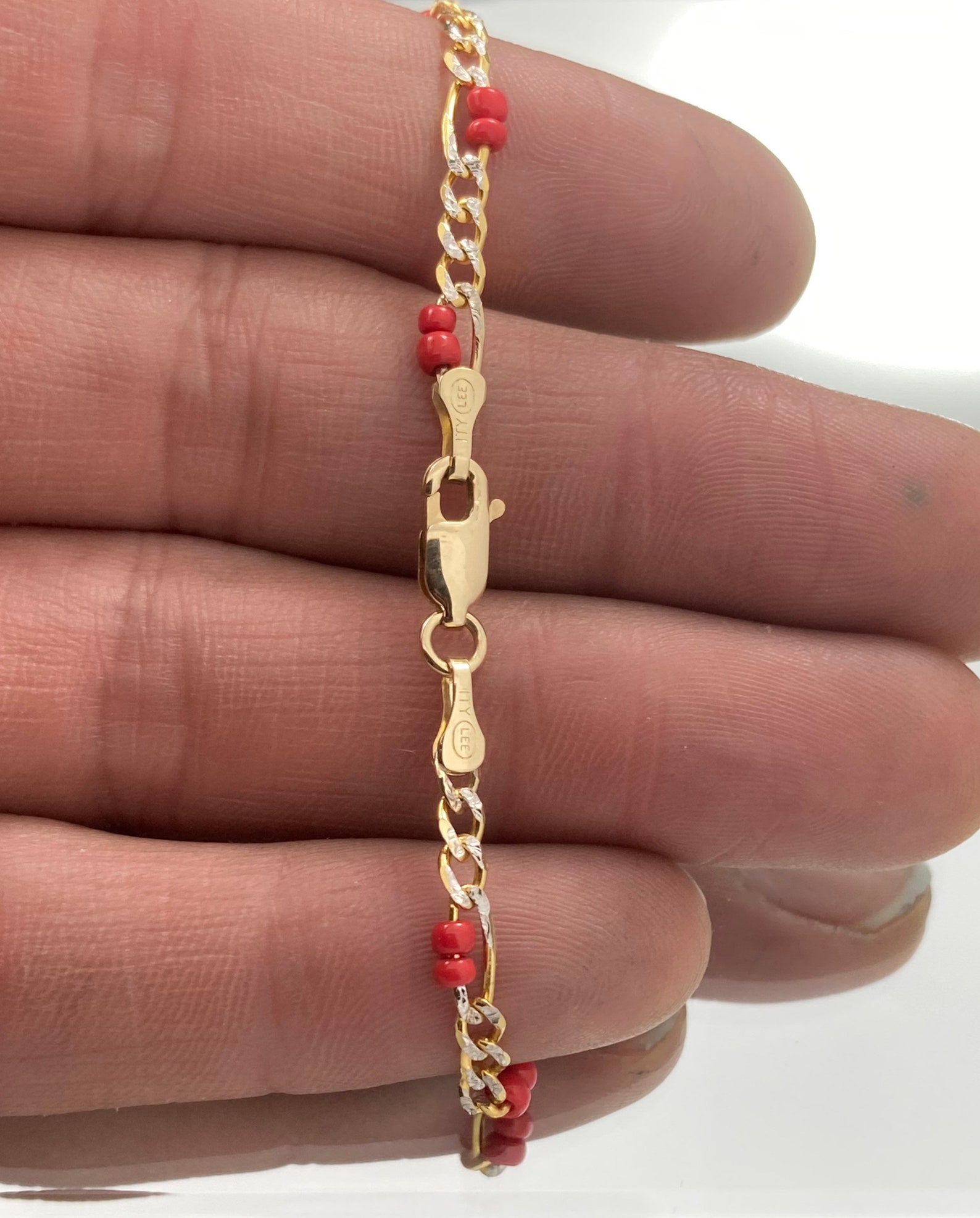 Pulsera de bebé del ojo maligno con el coral rojo 14k oro real | Etsy