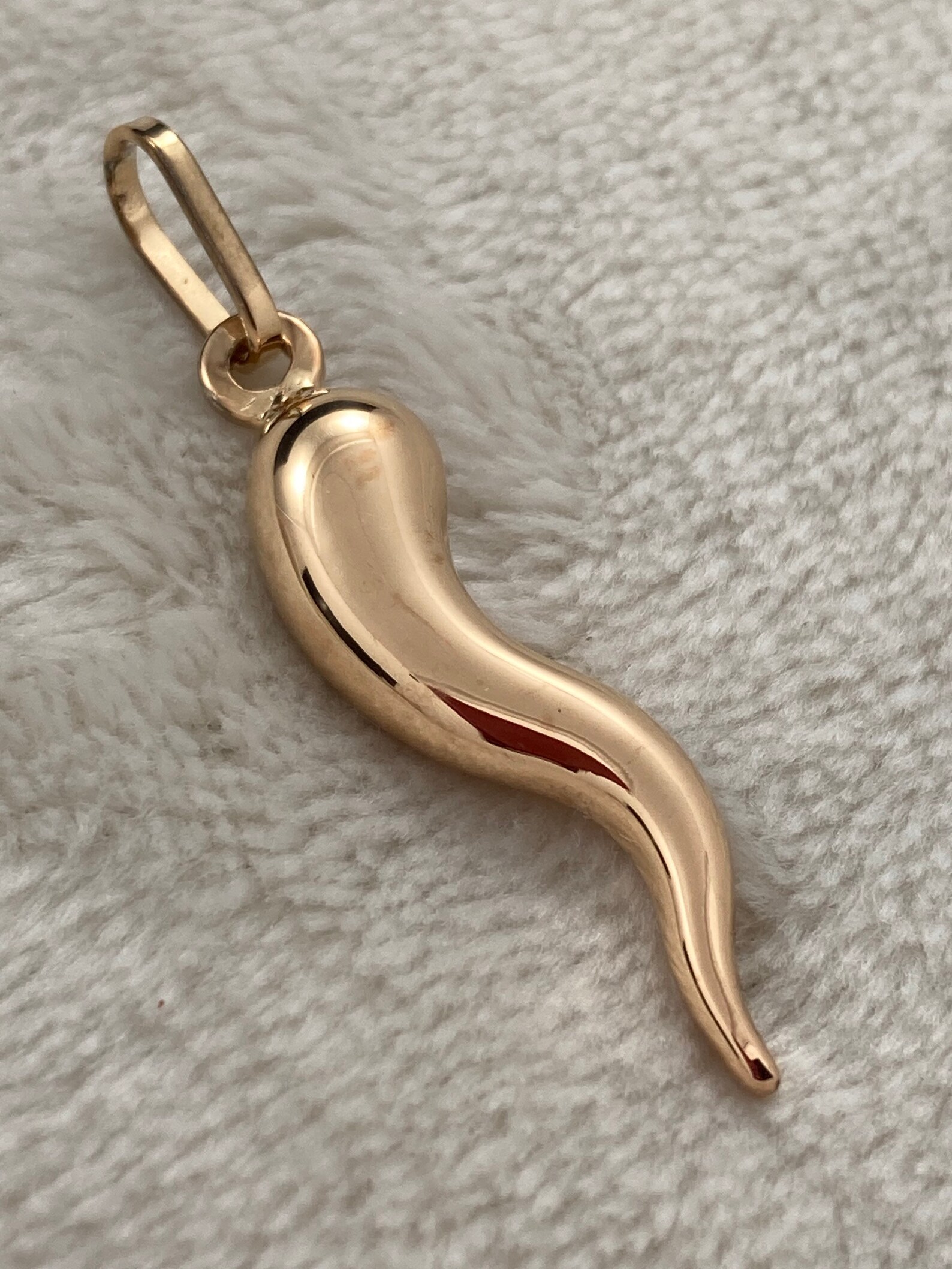 Cornicello Italian Horn 33mm Pendant 14k Rose Gold solid Etsy