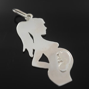 Pregnant Woman Ex-voto Miracle Gratitude pendant Mexican Milagro hand made on sterling silver .925 image 1