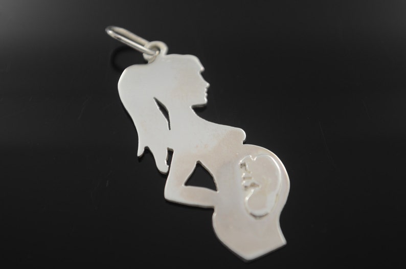 Pregnant Woman Ex-voto Miracle Gratitude pendant Mexican Milagro hand made on sterling silver .925 image 1