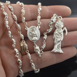 Santa Muerte Rosario Sterling Silver .925 / Holy Death Rosary Sterling .925 image 3