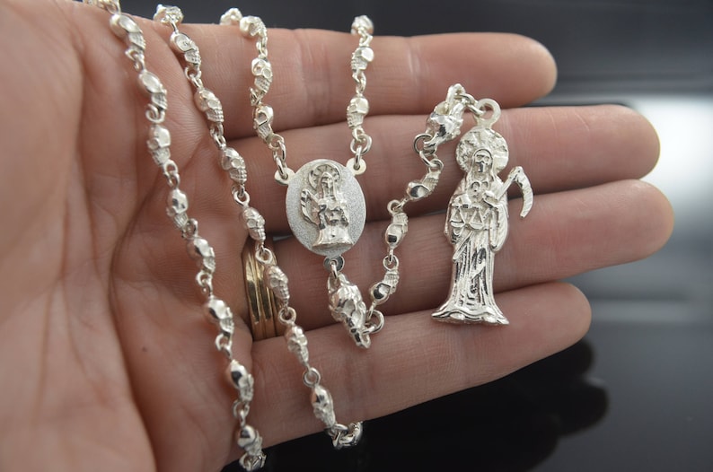 Santa Muerte Rosario Sterling Silver .925 / Holy Death Rosary Sterling .925 image 3