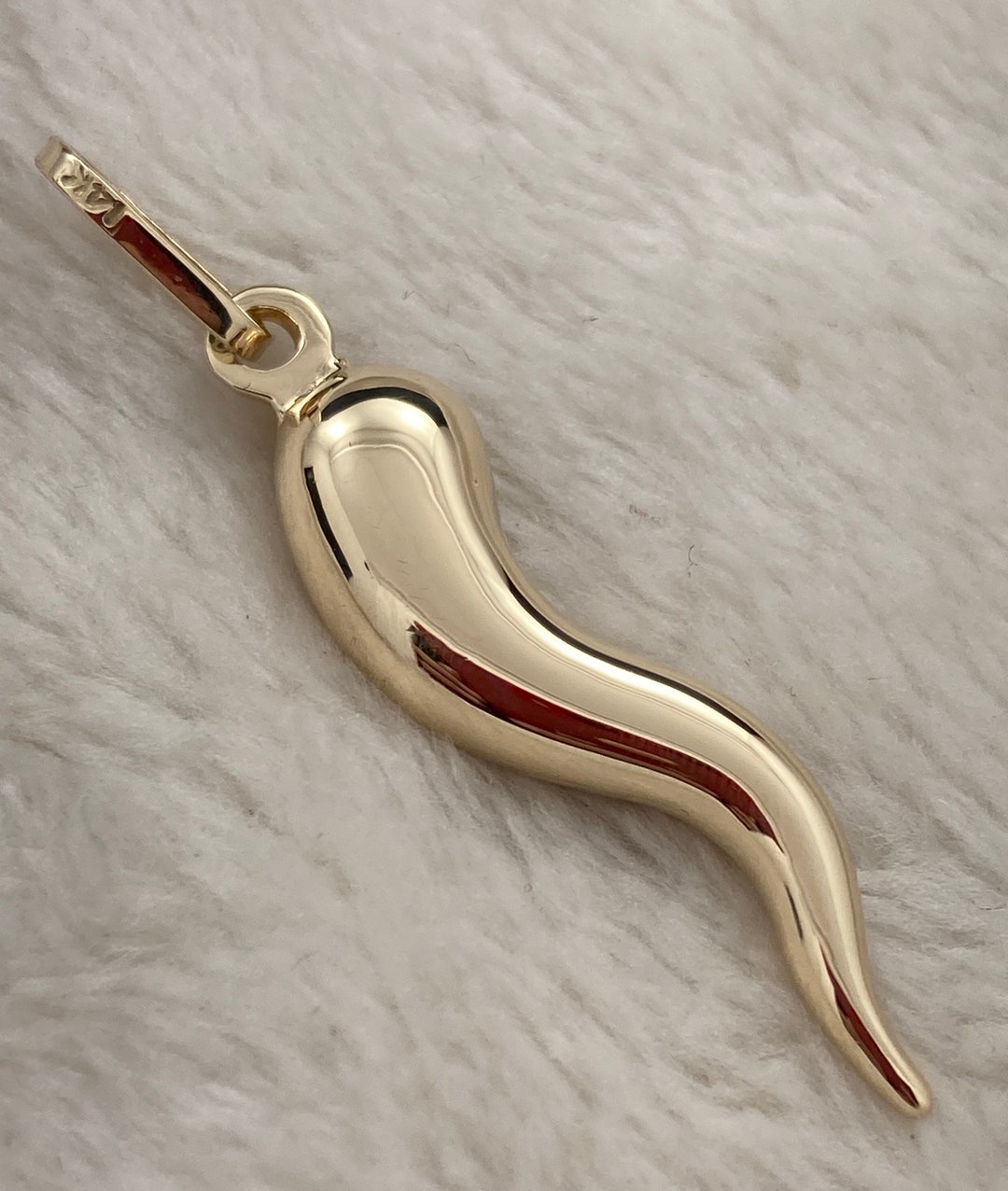 Italian Horn 14k Yellow Gold 33mm Solid Item Etsy