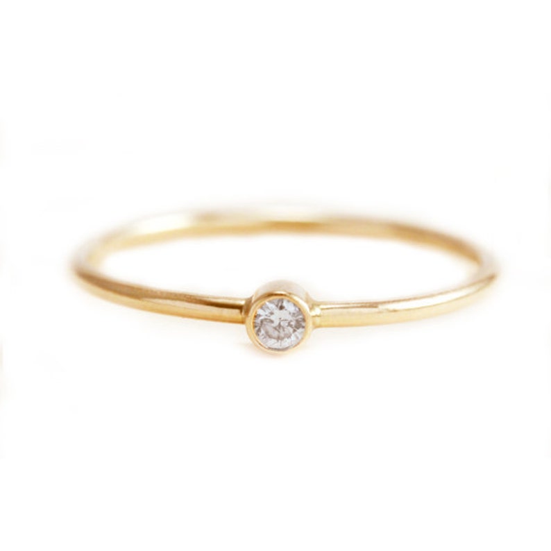 Sale Dainty Engagement Ring .10 CT SOLID 14k Gold Dainty Etsy