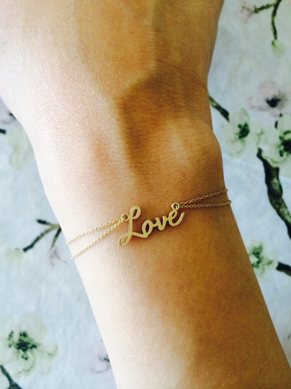 14k Solid Gold Love Bracelet Custom Name Bracelet Dainty Bracelet Modern Script Love Name Plate Bracelet Nameplate Gift Fine Jewelry Etsy