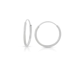 14k SOLID Gold Hoop Earrings, White Gold, Tiny White Gold Hoop Earrings, Dainty, Minimalist Jewelry, Kids Earrings, Adults, Gift