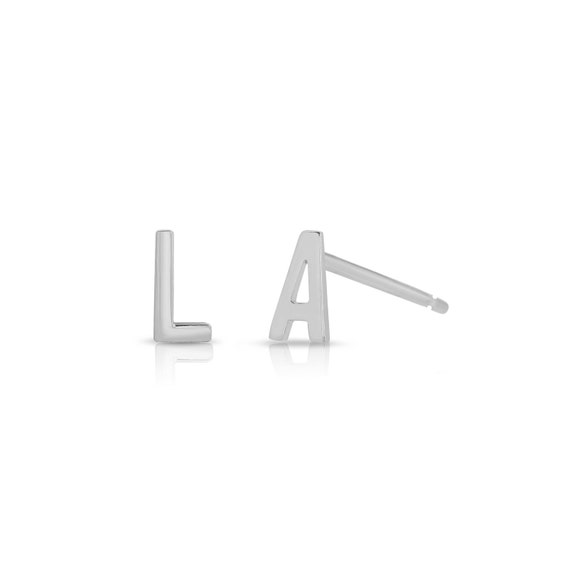 Initial earrings white gold sale