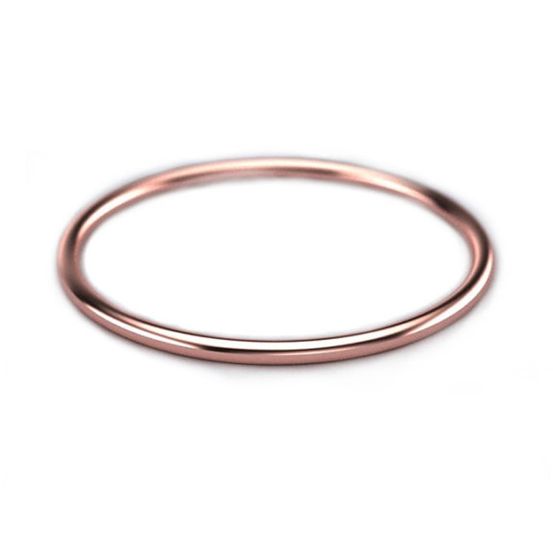 Wire Ring 1mm Band 14K SOLID gold Wedding Ring Minimal Jewelry Thin Wedding Band Dainty 1mm ring Minimalist Gift 1mm Rose Gold Band
