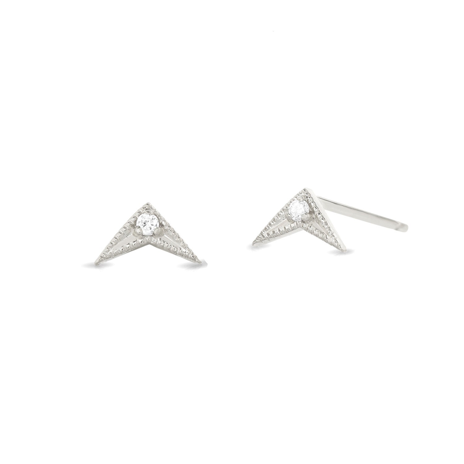 Tiny Arrow Earrings 14k SOLID Gold Tiny Stud Earrings | Etsy