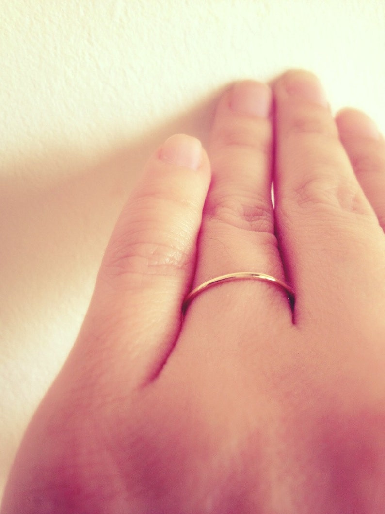 Wire Ring 1mm Band 14K SOLID gold Wedding Ring Minimal Jewelry Thin Wedding Band Dainty 1mm ring Minimalist Gift 1mm Rose Gold Band