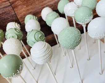 Sage Green & White Cake Pops