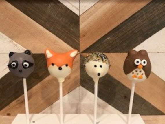 Woodland Animals, Hedgehog, Owl, Raccoon, and Fox Cake Pops Il_570xn