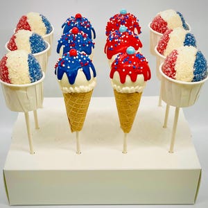 4th of July Snow Cones & Ice Cream Cake Pops