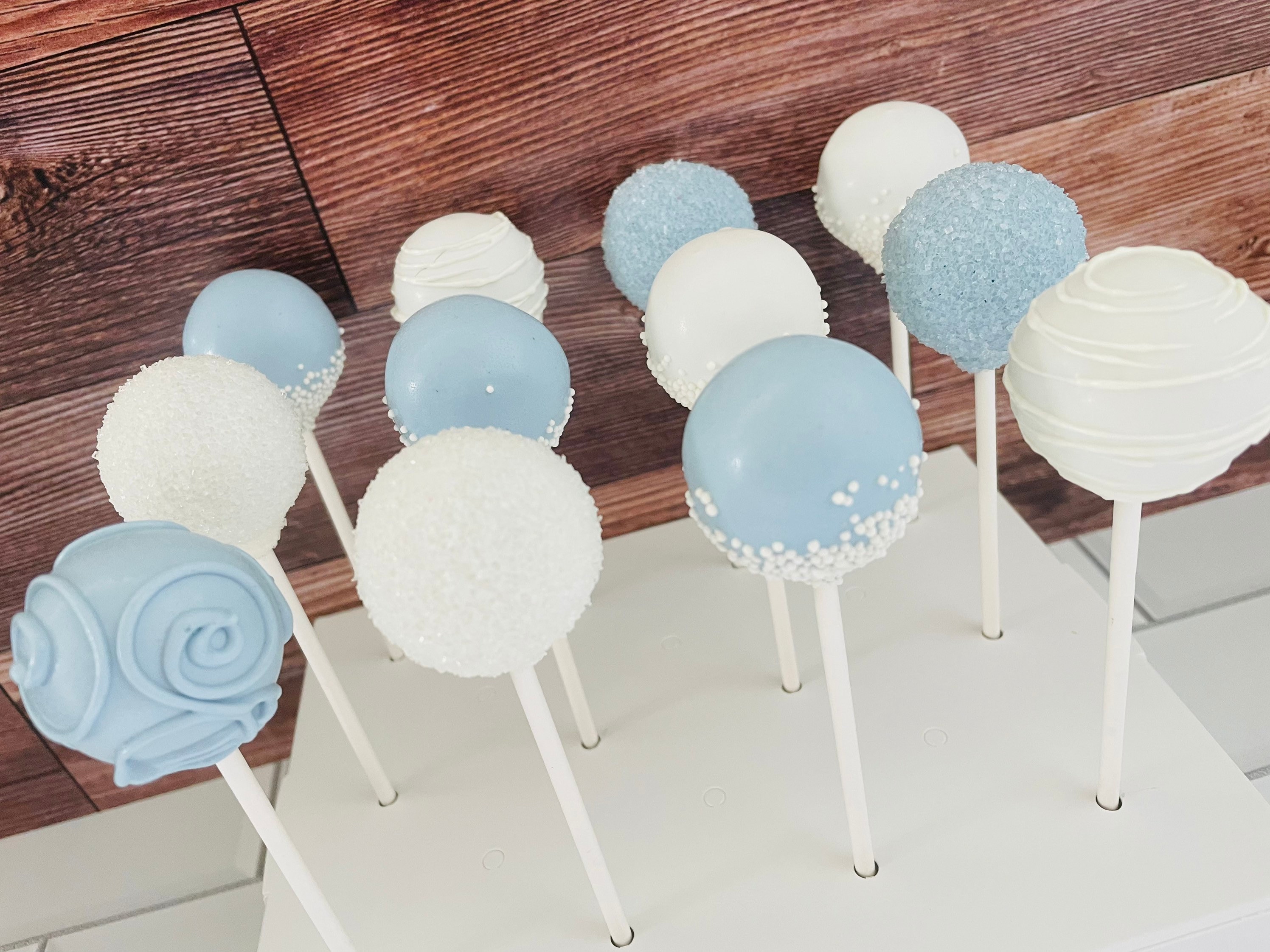 Baby Blue & White Cake Pops