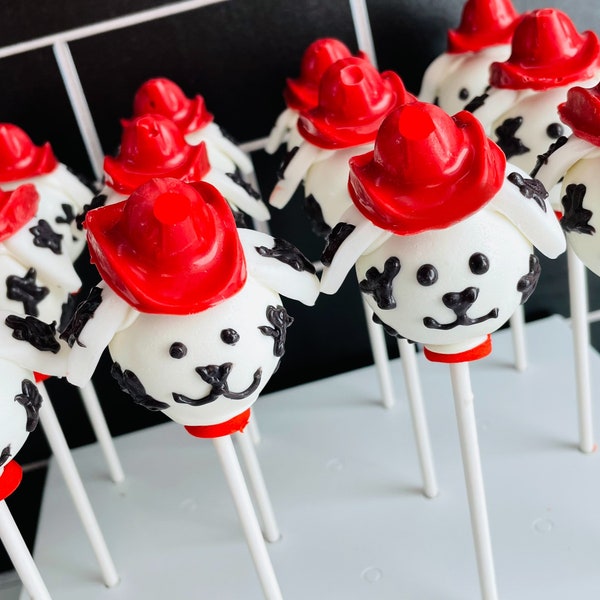 Dalmatian Fire Dog Cake Pops