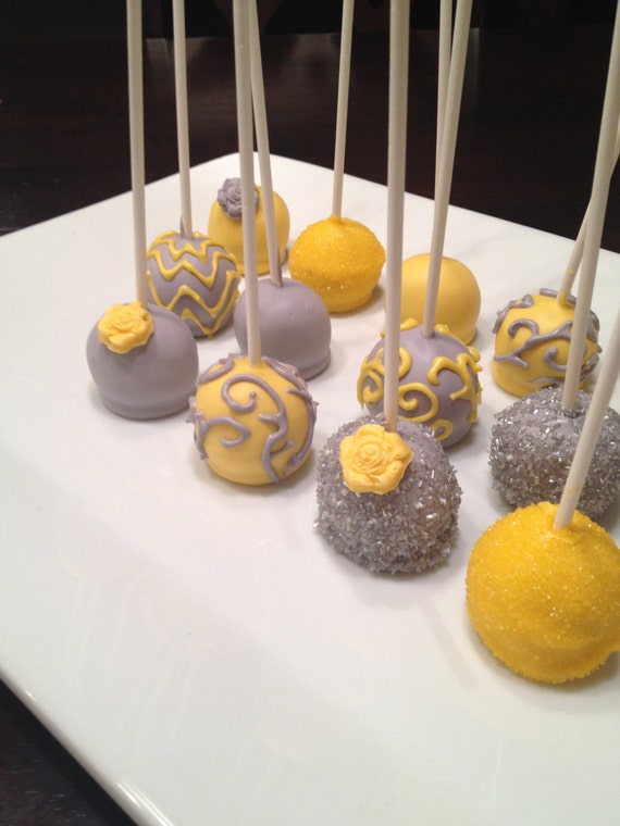 Gray, Yellow, Pink, Wedding or Baby Shower Cake Pops Il_570xn