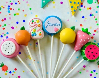Two-ti Fruitti Cake Pops | Tutti Fruitti Party Treats | Summer Fruit Cake Pops | Party Favors